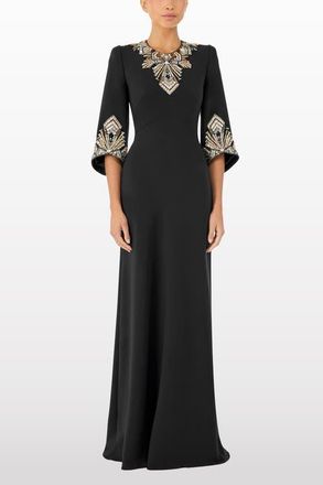 Jenny Packham Ice Cascade Embellished Dress in Liquorice at Nordstrom, Size 12 Uk