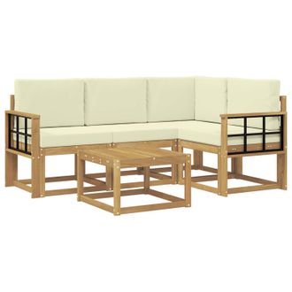 vidaXL Conjunto De Sof&aacute;s De Exterior Con Coj&iacute;n 5 Pcs Blanco Y Crema Vidaxl