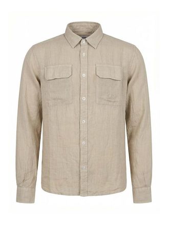 C.P. Company C. P. Company Dove Grey Linen Long-Sleeved Shirt