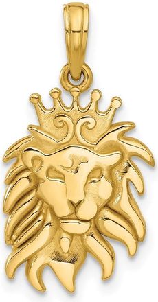 Diamond2Deal 14k Yellow Gold Polished Lion Head with Crown Pendant