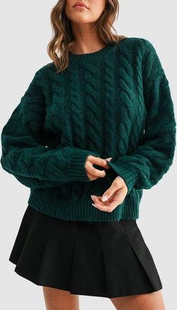 All in Favor Oversize Cable Knit Sweater in Hunter Green at Nordstrom, Size X-Large