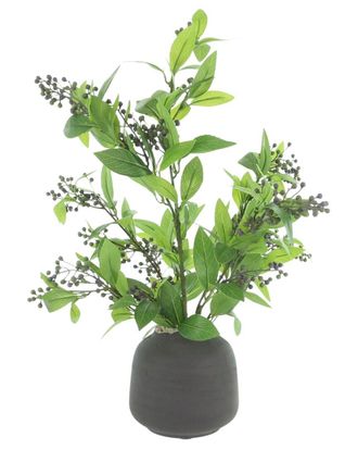 Creative Displays Inc. Handmade Faux Laurel Leaves & Berries In Fiberstone Vase