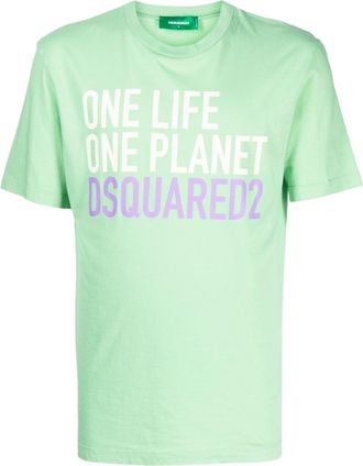 Dsquared2 logo-print round-neck T-shirt - men - Cotton - L - Green