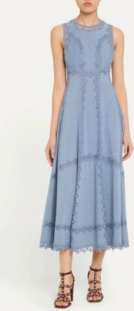 Ulla Johnson Anela Sleeveless Midi Dress In Chambray