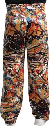 Dolce & Gabbana Mens Multicolor Marble Print Satin Pants Polyester Elastane