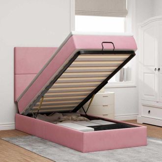 vidaXL Estructura Cama Otomana Con Colchones Terciopelo Rosa 90x190cm Vidaxl