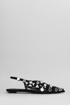 The Attico Grid Flats In Black Leather