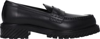 Off-white Black Leather Slip-On Mens Loafers