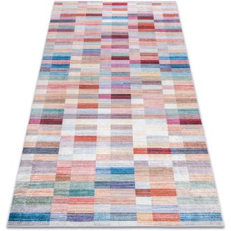 RugsX Alfombra Lavable Andre 2295 Rayas Antideslizante - Rosado / Azul Multicolour 160x220 Cm