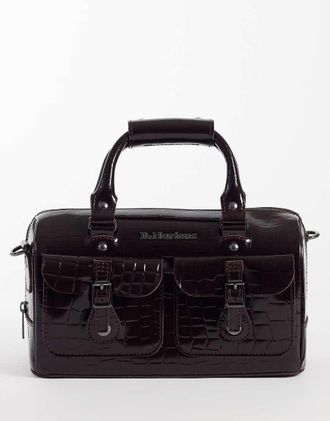 Dr. Martens Dr. Martens - Borsa con manico bordeaux effetto coccodrillo goffrato-Rosso