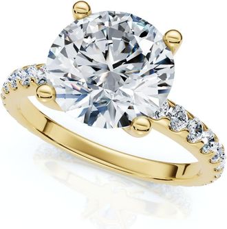 Pompeii3 Certified 3.40Ct Round Cut Diamond Engagement Ring 14k Gold Lab Grown