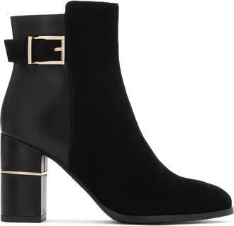 Kazar Booties gemaakt van twee soorten leer - Dames - Laarzen met Hak - Zwart - 35 EU - Leer - Schoenen