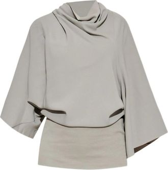 Rick Owens Ivoor Sweater met Cowl Neck - Dames - Blouses - Beige - S - Leer - Overhemden