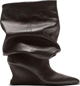 Balmain Wedge enkellaarsjes - Dames - Hoge Laarzen - Zwart - 38 EU - Leer - Schoenen