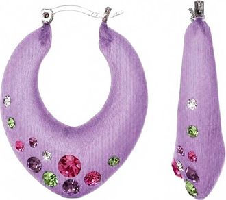 Gold & Honey Womens Small Marquise Confetti Hoop Earrings In Purple