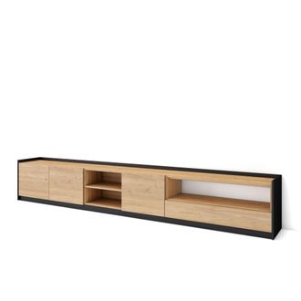 Skraut Home Mueble tv efecto madera roble y negro 310x37x50cm
