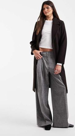 Vero Moda cappotto midi formale con cintura color marrone cioccolato