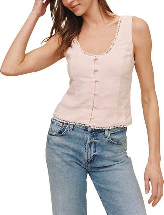 Bella Dahl Fitted Bodice Linen-Blend Top