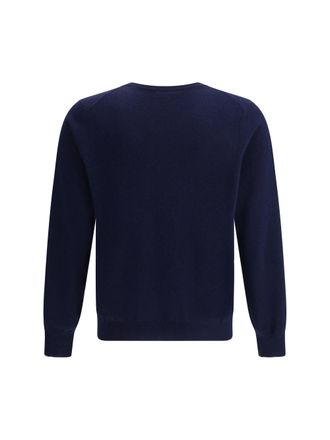Brunello Cucinelli Mens Cashmere Sweater Navy+grigio Medio Kashmir-Capra Hircus Kashmir/capra