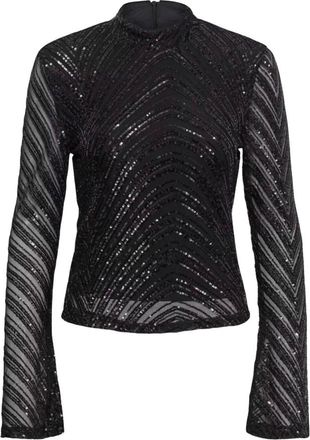 Gestuz GZseyla Paljettbluse - Dames - Blouses & Shirts - Zwart - Maat: 2XS Poliester