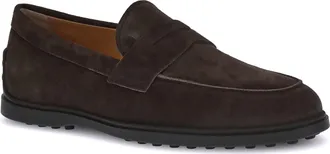 Tod's Mens Suede Loafers Testa Moro Calf Leather Bos Taurus