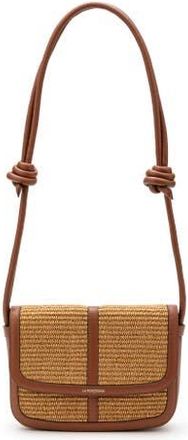 La Portegna Luc&iacute;a Jute Bag With Leather Details in Light Brown at Nordstrom