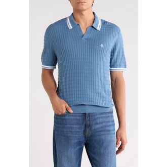 Original Penguin Cotton Grid Knit Polo in Copen Blue at Nordstrom Rack, Size Xx-Large