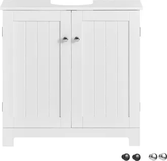 SoBuy Mueble Para Debajo Del Lavabo Armario De Ba&ntilde;o De Suelo Con 1 Estante Y 2 Puertas 60 X 30 X 60 Cm Bzr18-ii-w Sobuy Es