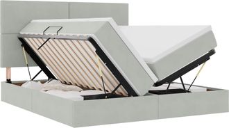 vidaXL Cama De Almacenamiento Led Con Colch&oacute;n Gris Claro 180 X 200 Cm Vidaxl