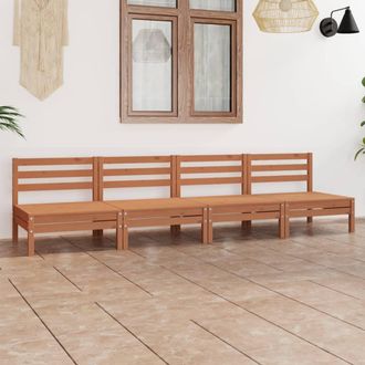 vidaXL Juego De Muebles De Jard&iacute;n 4 Pzs Madera Maciza Pino Marr&oacute;n Miel Vidaxl