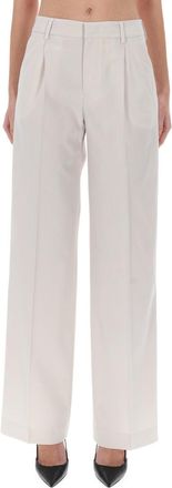 Pantaloni Torino Grey Virgin Wool-Blend Wide-Leg Pants