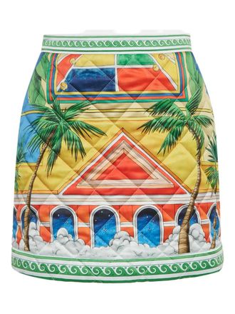 Casablanca quilted printed mini skirt - Yellow