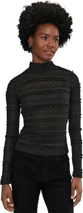 Sanctuary High Crew Lace T-Shirts Womens Clothing Black : LG (US 10-12), Polyester/Spandex