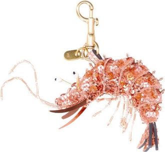 Anya Hindmarch Pink Shrimp Sequin Fabric Key Charm