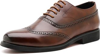 Generic Mens Classic Lace-up Oxfords Brogue Wingtip Round Toe Derby Shoes for Men (Brown,11.5)