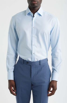 Eterna Modern Fit Solid Non-Iron Cotton Oxford Cloth Dress Shirt in Light Blue at Nordstrom, Size 16.5 - L