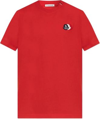 Moncler Logo Patch T-Shirt - Heren - T-shirts - Rood - S - Katoen - Tops