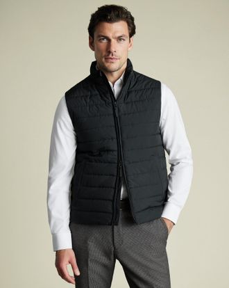 CHARLES TYRWHITT Lightweight Quilted Gilet - Black Polyester Jacket Size Large R by Charles Tyrwhitt