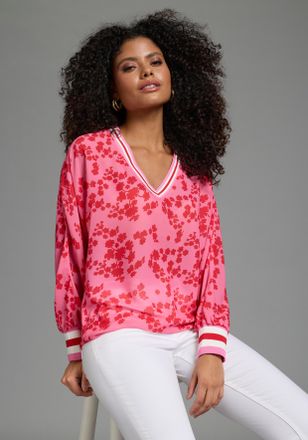 Laura Scott Chiffonbluse LAURA SCOTT, Damen, Gr. 34, pink, Web, Obermaterial: 100% Polyester, h&uuml;ftbedeckend, V-Ausschnitt, angeschnitten Rippb&uuml;ndchen, Blusen Chif