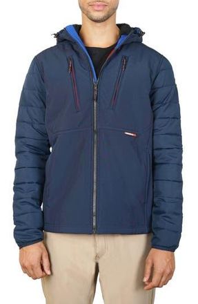 Hawke & Co Softshell Bonded Faux Shearling Lined Zip Hoodie in Navy at Nordstrom Rack, Size Medium
