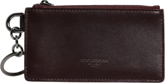 Dolce & Gabbana Brown Calfskin Leather DG Logo Card Holder Mens Wallet