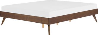 Beliani Cama Madera De Fresno Oscura Moderna 160 X 200 Cm Somier De L&aacute;minas Berric