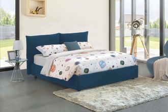 Dmora Dmora - Cama Matrimonial Ddestr, Cama Contenedor Con Revestimiento De Tela, 100% Made In Italy, Apertura Frontal, Adecuado Para Colch&oacute;n Cm 160x200, Az