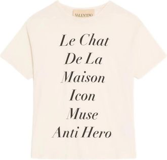 Valentino Garavani Le Chat De La Maison Icon Muse Anti Hero T-Shirt - Heren - T-shirts - Wit - XL - Katoen - Tops