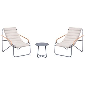 Beliani Conjunto De Jard&iacute;n Para Exterior Dos Sillones Y Mesa Juego De Balc&oacute;n Gris Oscuro Pasto