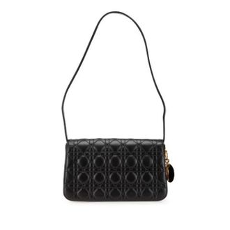Dior Pre-owned Shoulder Bags, female, Black, Size: ONE SIZE Pre-owned Quilted Lambskin Shoulder Bag