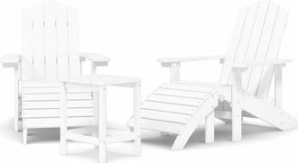 vidaXL Vidaxl - Sillas De Jard&iacute;n Adirondack Con Reposapi&eacute;s Y Mesa Hdpe Blanco