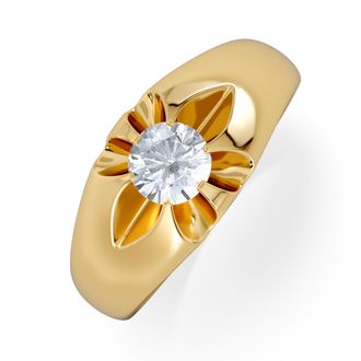 The Diamond Store Mens Lab Diamond Signet Ring 0.50ct Round Cut in 18K Gold Vermeil