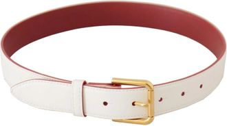 Dolce & Gabbana Belts, female, White, Size: ONE SIZE White Leather Belt with Logo Buckle
