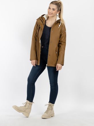 Dreimaster Dreimaster Regenjas met teddy voering Dames donker zand